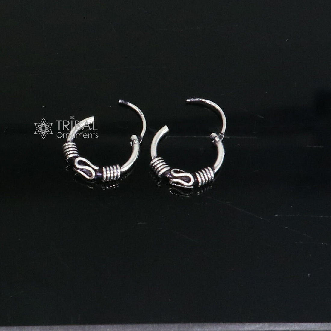 Amazing Cultural new fancy stylish small  925 sterling silver handmade hoops earrings bali ,pretty gifting bali tribal jewelry india s1217 - TRIBAL ORNAMENTS