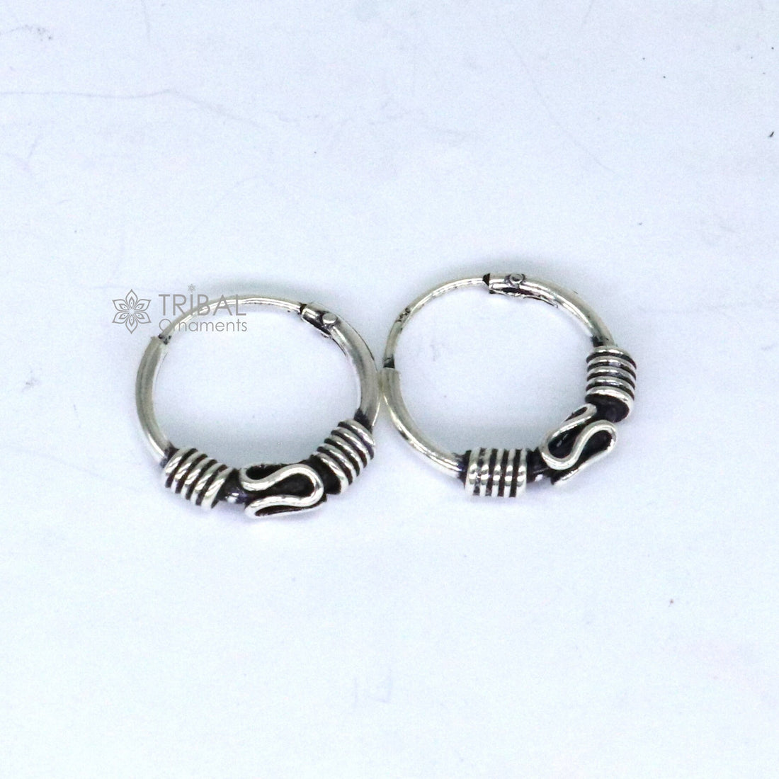 Amazing Cultural new fancy stylish small  925 sterling silver handmade hoops earrings bali ,pretty gifting bali tribal jewelry india s1217 - TRIBAL ORNAMENTS