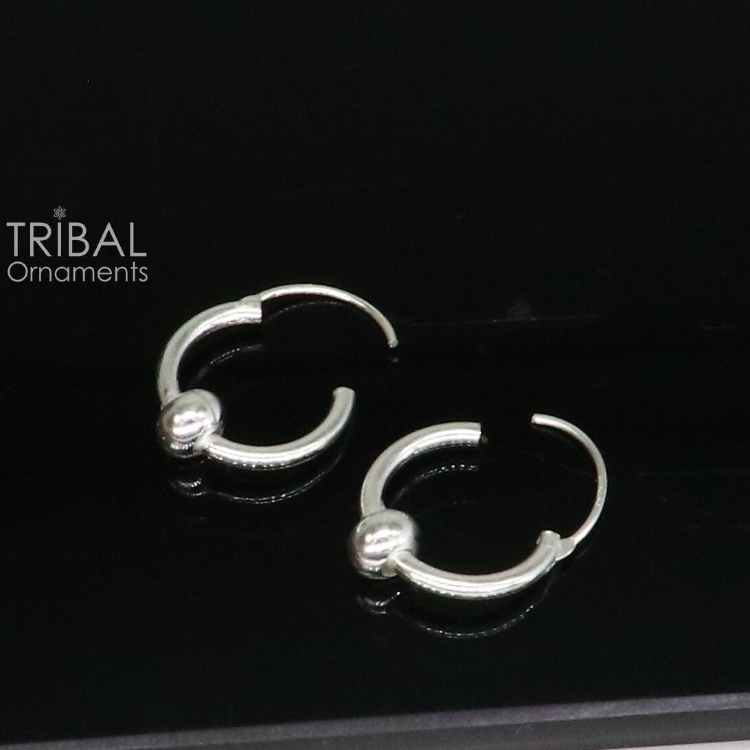 Plain Cultural new fancy stylish small  925 sterling silver handmade hoops earrings bali ,pretty gifting bali tribal jewelry india s1219 - TRIBAL ORNAMENTS