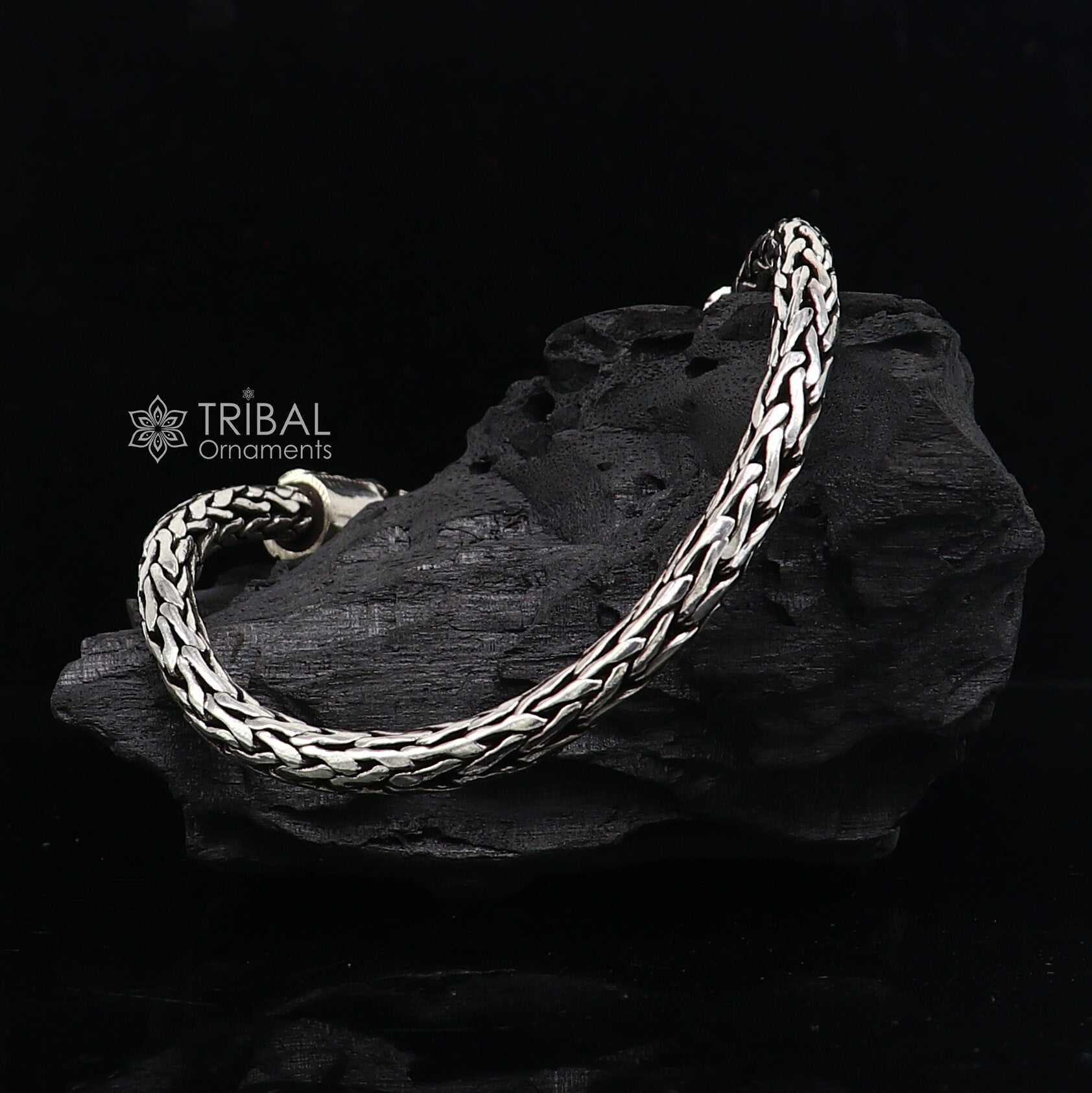 8" inches 925 sterling silver handmade stylish oxidized wheat chain bracelet customized design gorgeous personalized gifting jewelry sbr704 - TRIBAL ORNAMENTS