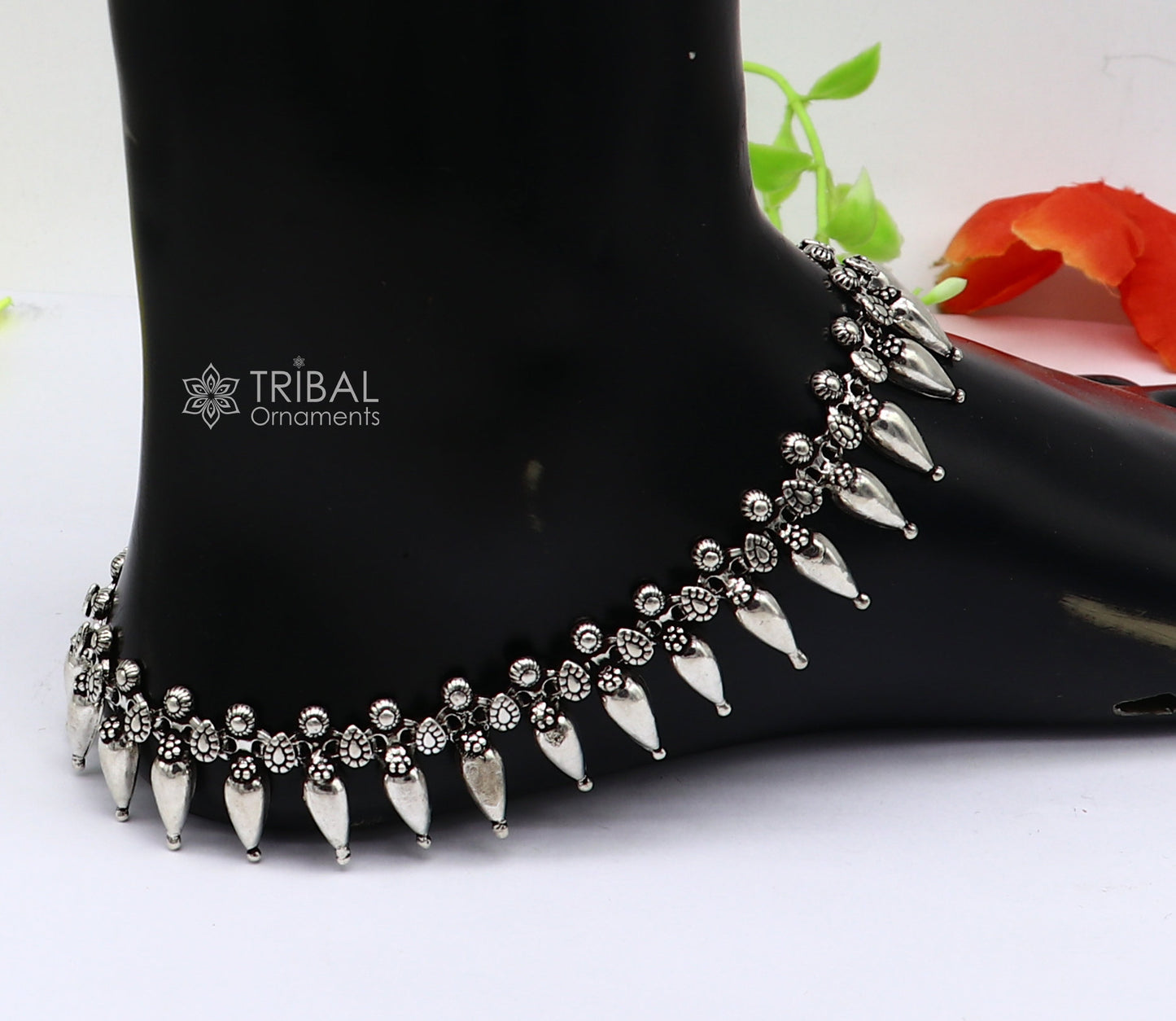 925 sterling silver dangling bells charm ankle bracelet, attractive bells anklets, foot bracelet trendy anklets for garba dance ank595 - TRIBAL ORNAMENTS