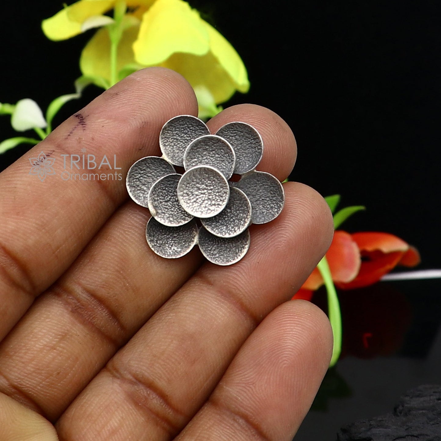 925 Sterling silver Indian Cultural design handmade silver vintage flower style adjustable ring indian tribal belly dance jewelry sr398 - TRIBAL ORNAMENTS