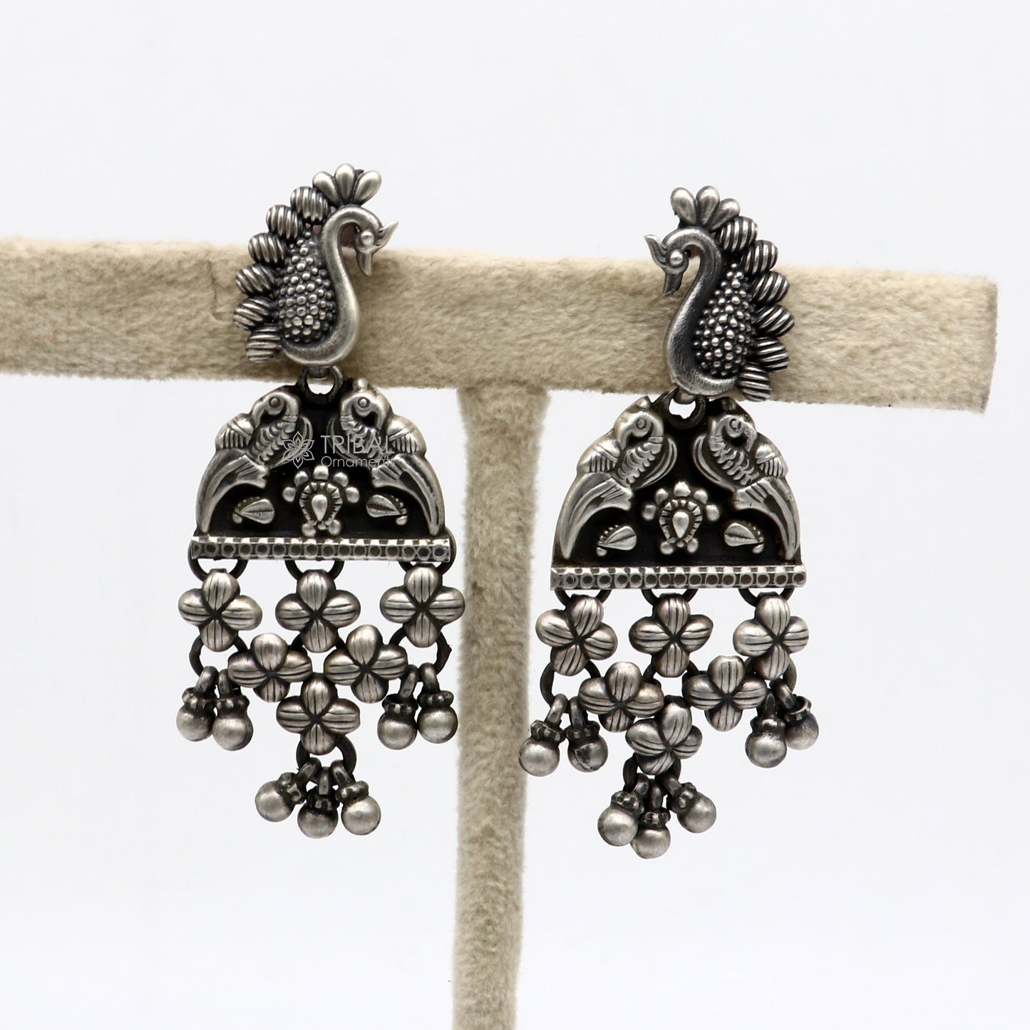 925 sterling silver handcrafted earring, stud earring, amazing peacock design drop dangle modern stylish party wear gifting earring s1228 - TRIBAL ORNAMENTS