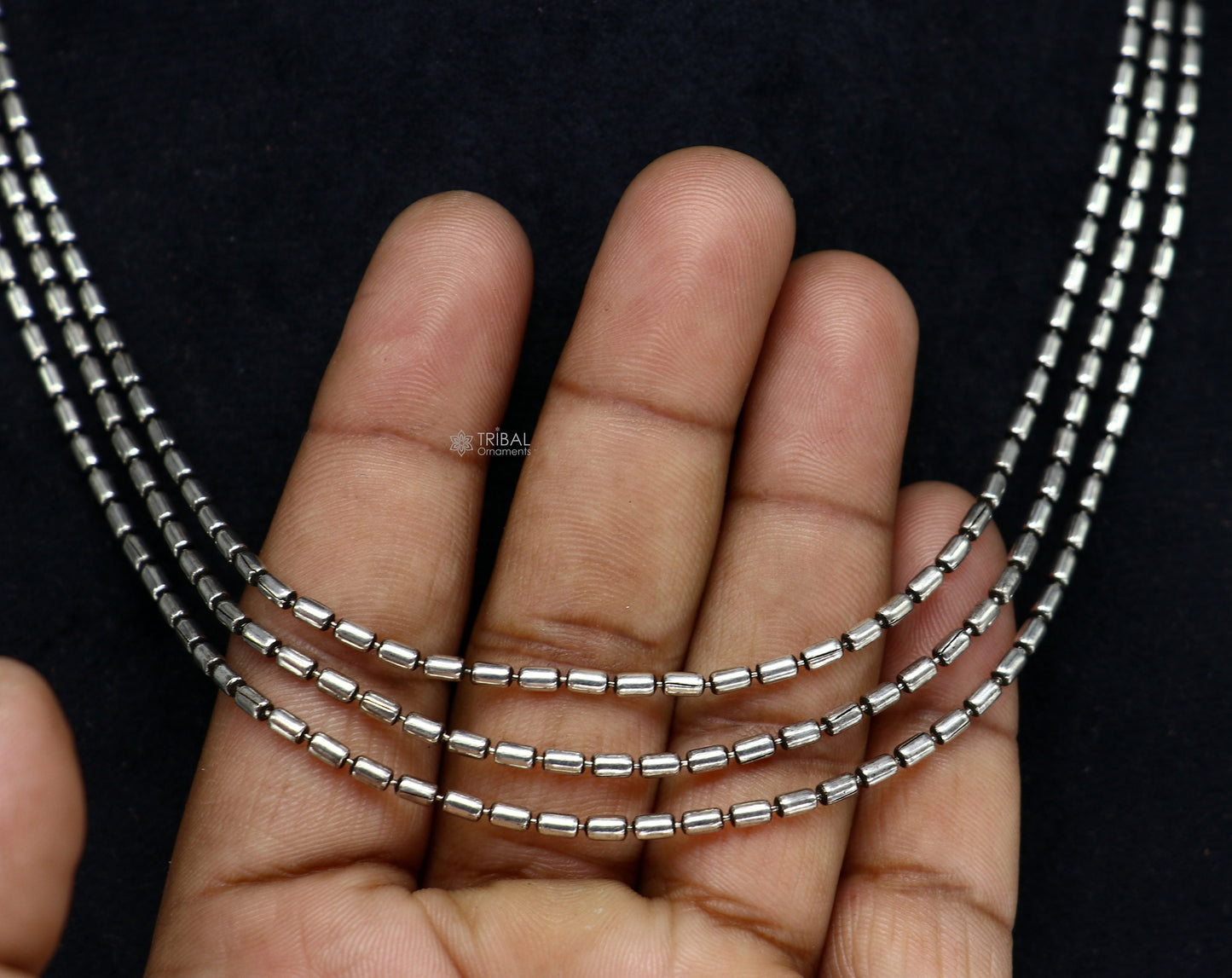 925 sterling silver fabulous 2mm 3 line strands unique stylish necklace jewelry, vintage style wedding charm layered necklace set643 - TRIBAL ORNAMENTS