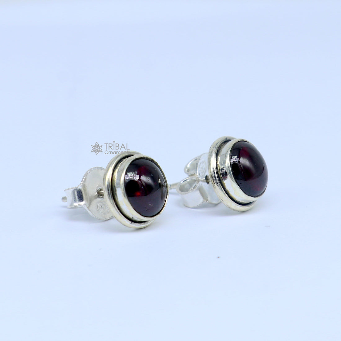 11MM round 925 sterling silver fabulous garnet stone stud earrings, best unisex jewelry fancy earrings daily use jewelry collection s1221 - TRIBAL ORNAMENTS