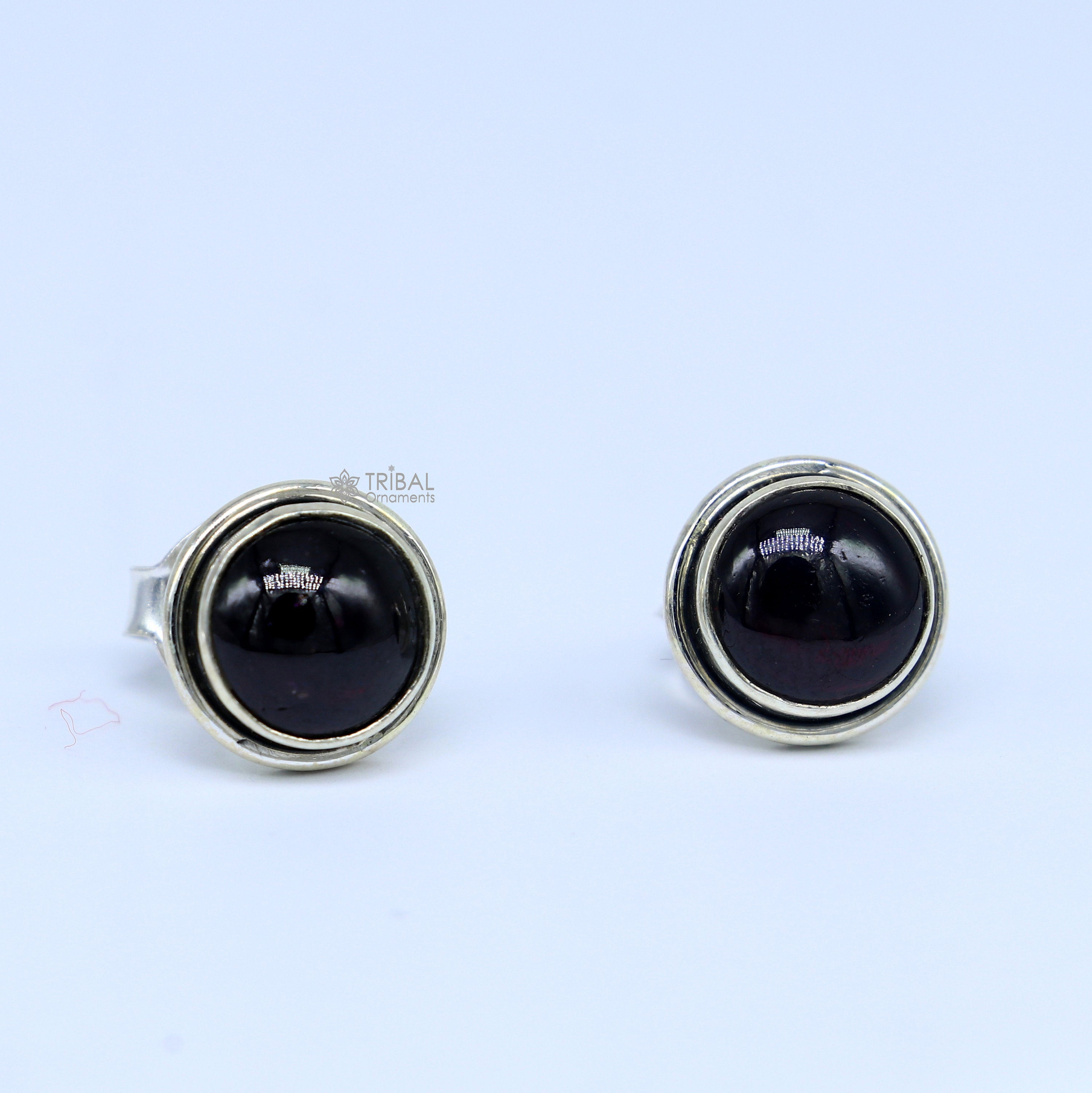 Natural Garnet Bezel Set Earrings 6mm Round 1 plus carat total on sale Set in 925 Sterling Silver Studs