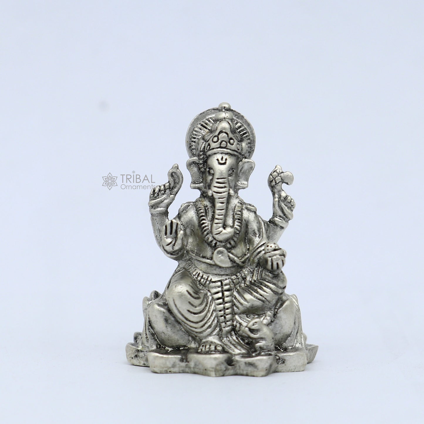 925 Sterling silver Divine lord idol Ganesha statue art, best puja figurine for home temple for wealth and prosperity art730 - TRIBAL ORNAMENTS