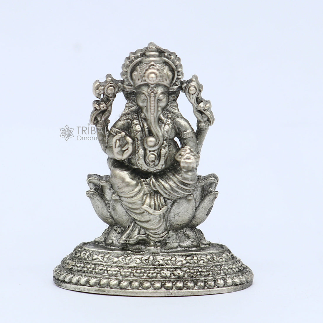 4.2CM 925 Sterling silver Divine lord idol Ganesha statue art, best puja figurine for home temple for wealth and prosperity art736 - TRIBAL ORNAMENTS