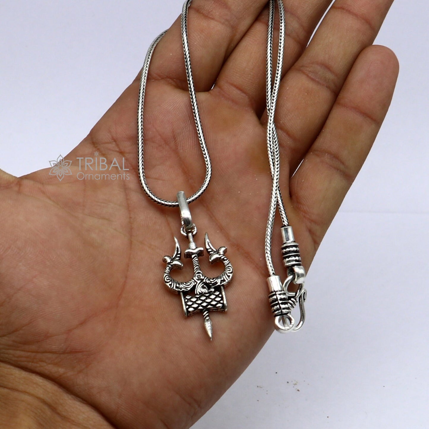 925 sterling silver handmade idol God Lord shiva trident pendant, amazing divine lord mahadeva trishul pendant unisex gifting jewelry NSP763 - TRIBAL ORNAMENTS