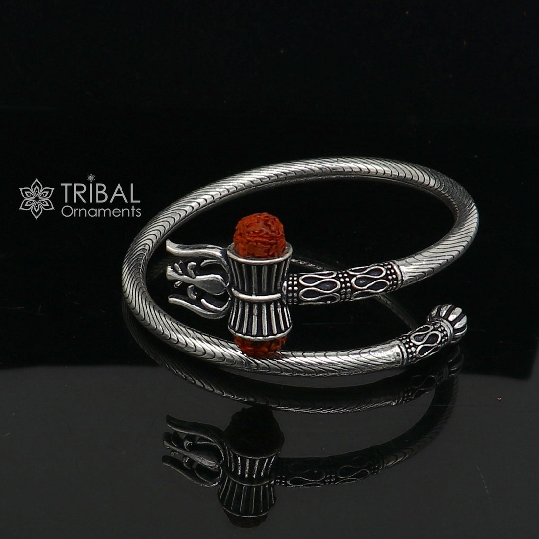 925 sterling silver handmade amazing customized lord shiva bangle bracelet, excellent trident trishul with rudraksha unisex jewelry nsk772 - TRIBAL ORNAMENTS