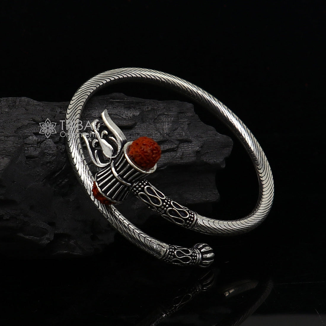 925 sterling silver handmade amazing customized lord shiva bangle bracelet, excellent trident trishul with rudraksha unisex jewelry nsk772 - TRIBAL ORNAMENTS