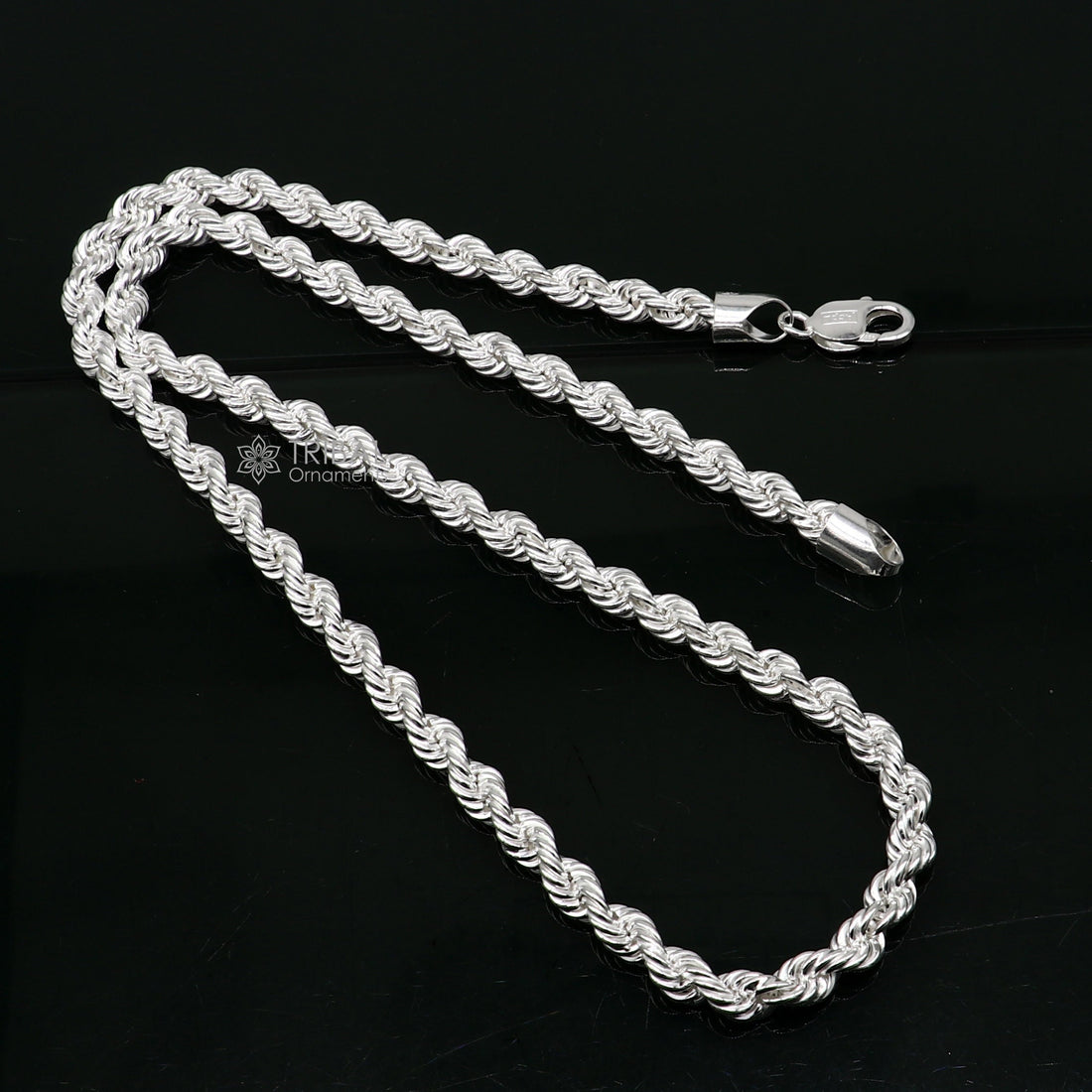 20"/24" Heavy Rope chain 925 sterling silver handmade single rope chain, necklace chain, plain bright silver trendy style men's chain ch569 - TRIBAL ORNAMENTS