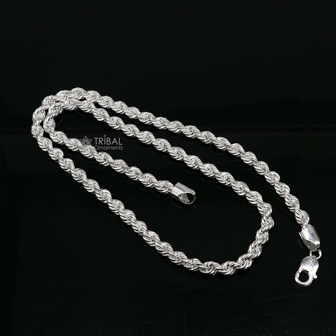 20"/24" Heavy Rope chain 925 sterling silver handmade single rope chain, necklace chain, plain bright silver trendy style men's chain ch569 - TRIBAL ORNAMENTS