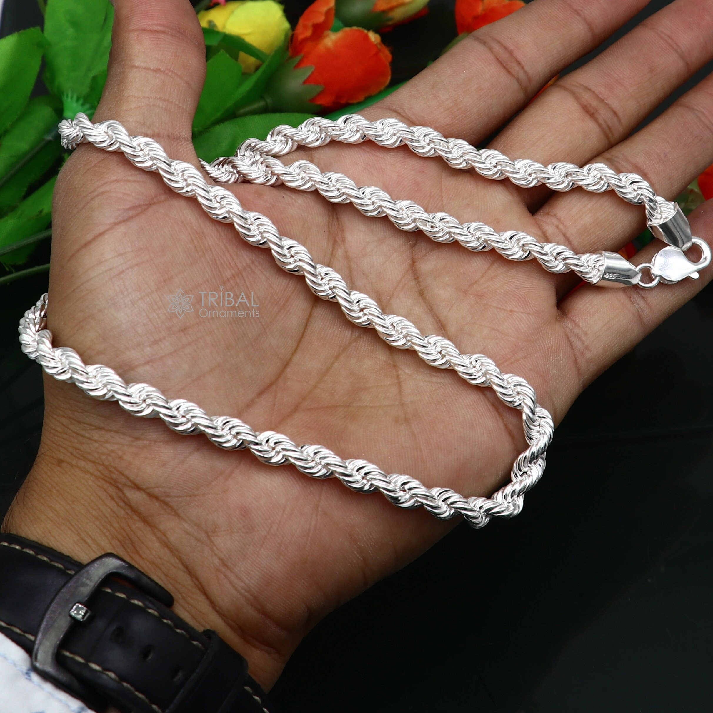 Thick sterling silver rope on sale chain