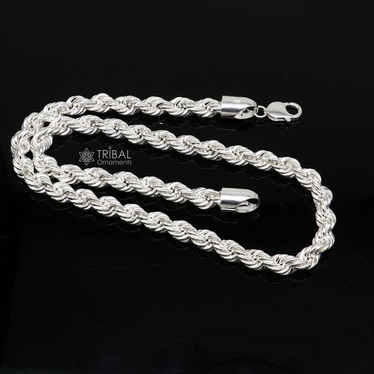 20"/24" Heavy 8mm Rope chain 925 sterling silver handmade rope chain, necklace chain, plain bright silver trendy style men's chain ch570 - TRIBAL ORNAMENTS