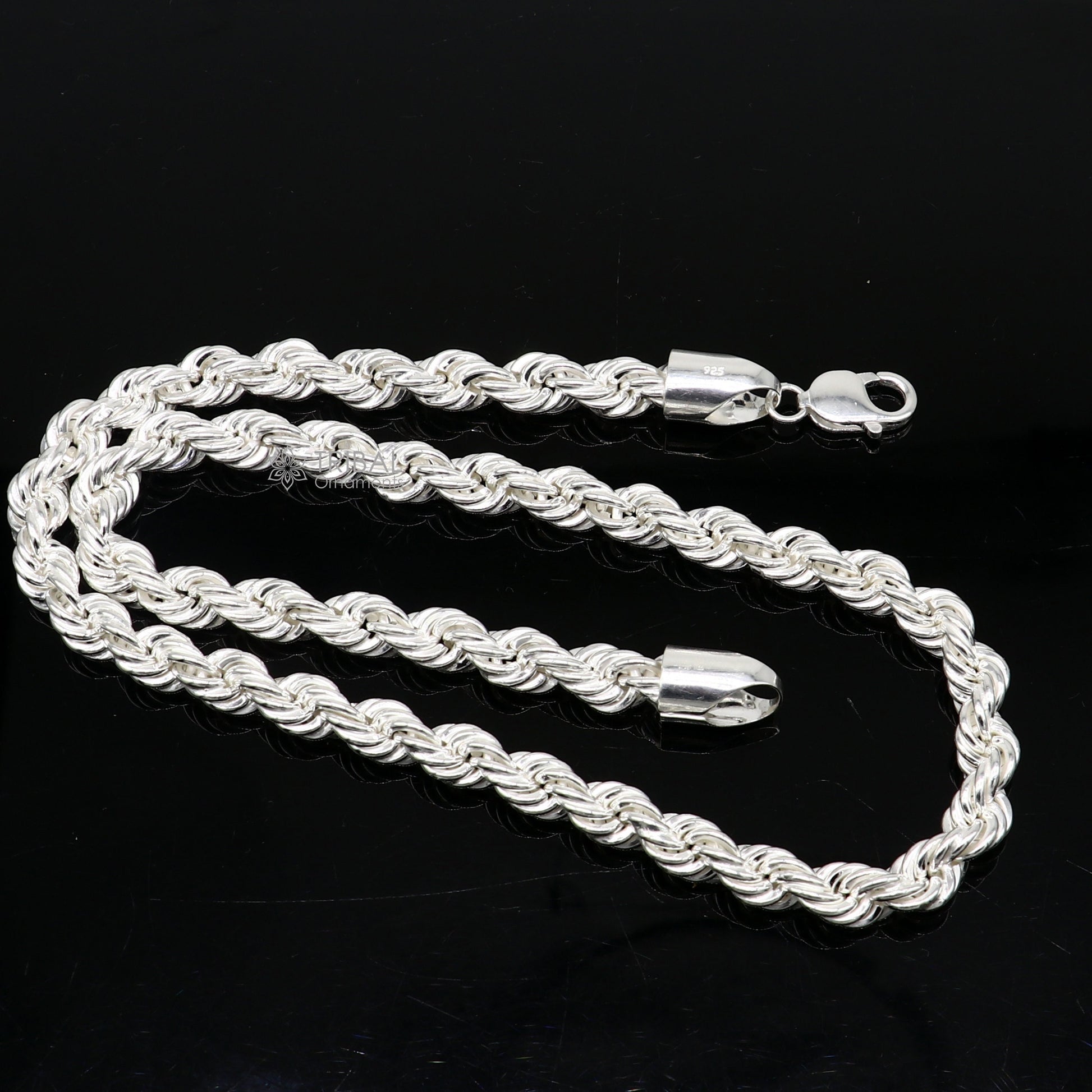 20"/24" Heavy 8mm Rope chain 925 sterling silver handmade rope chain, necklace chain, plain bright silver trendy style men's chain ch570 - TRIBAL ORNAMENTS