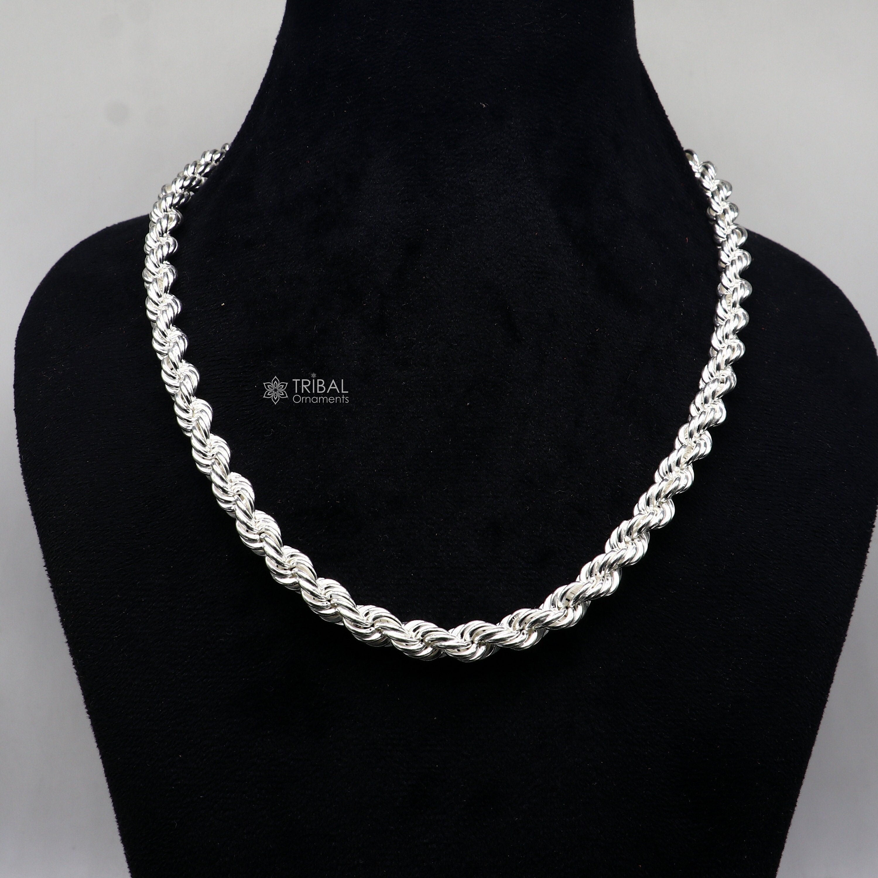 Thick silver rope chain on sale necklace