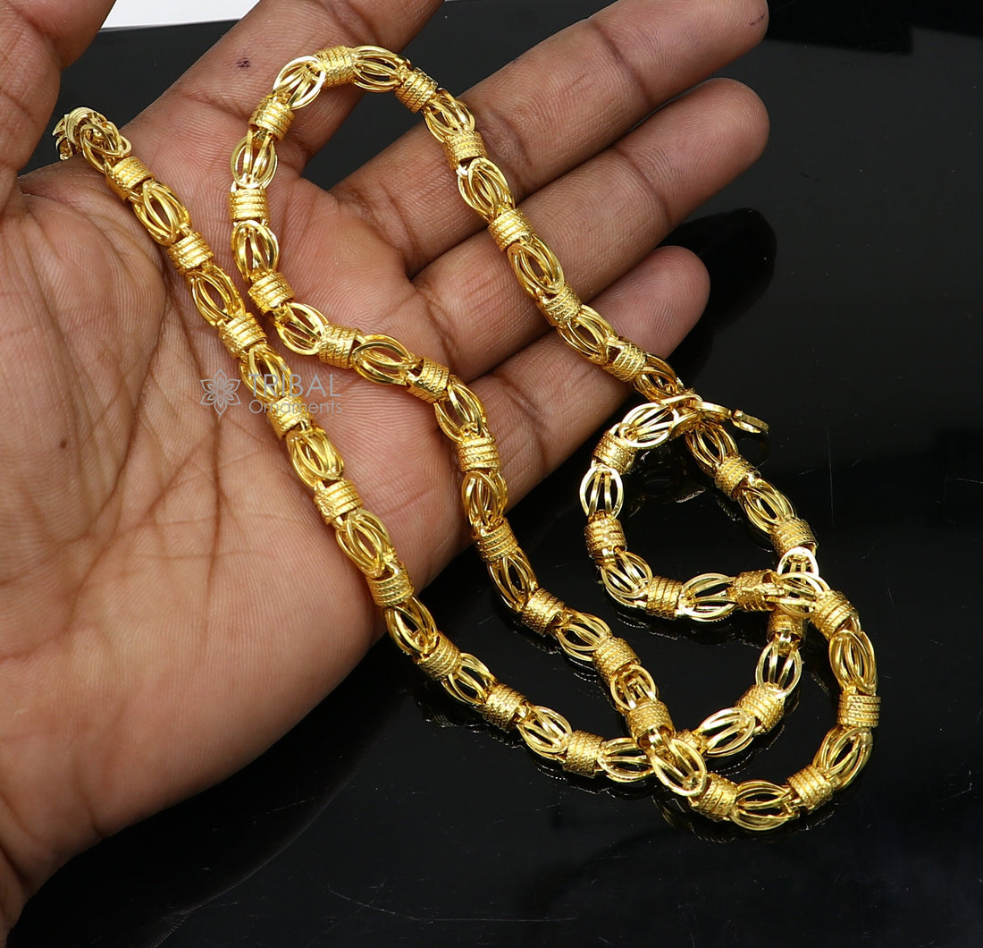 22kt yellow gold royal Handmade unique byzantine chain, fabulous customized men's chain, men's functional gifting chain necklace gch591 - TRIBAL ORNAMENTS