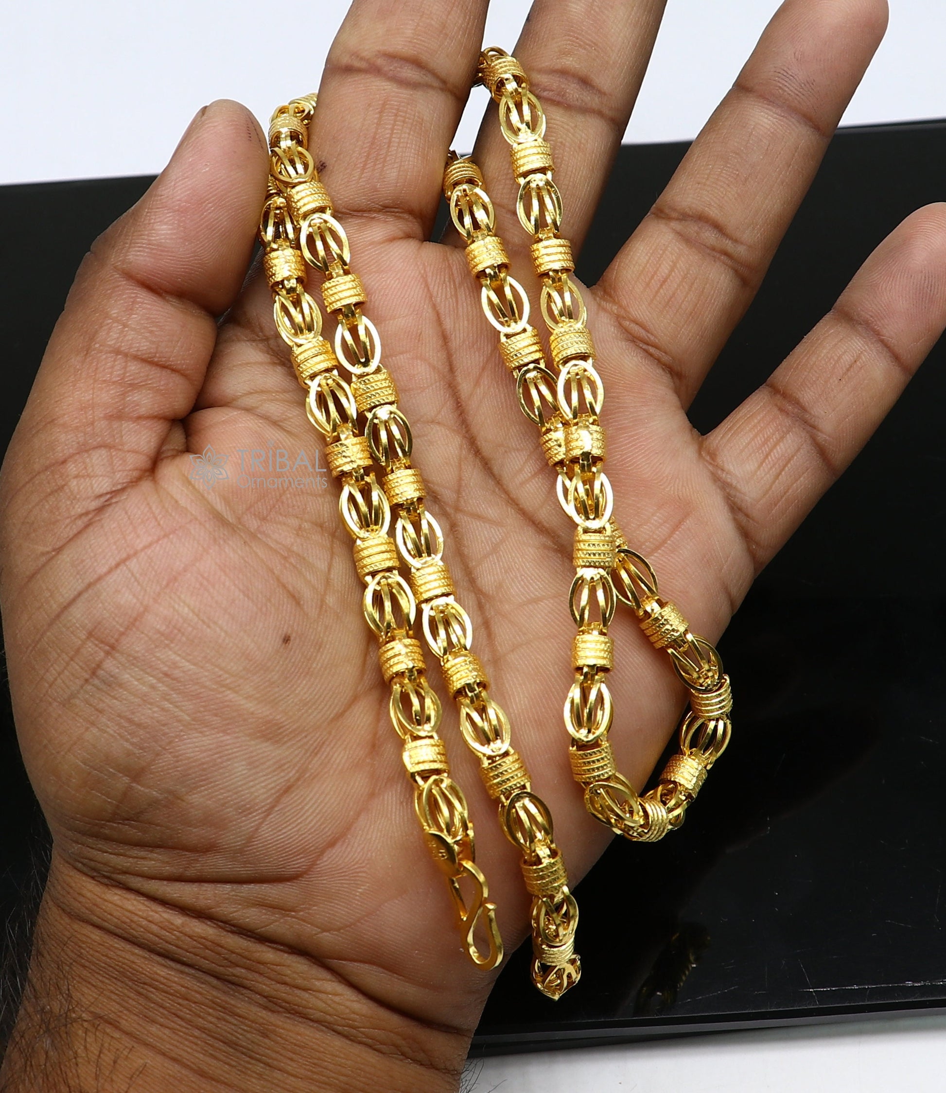 22kt yellow gold royal Handmade unique byzantine chain, fabulous customized men's chain, men's functional gifting chain necklace gch591 - TRIBAL ORNAMENTS