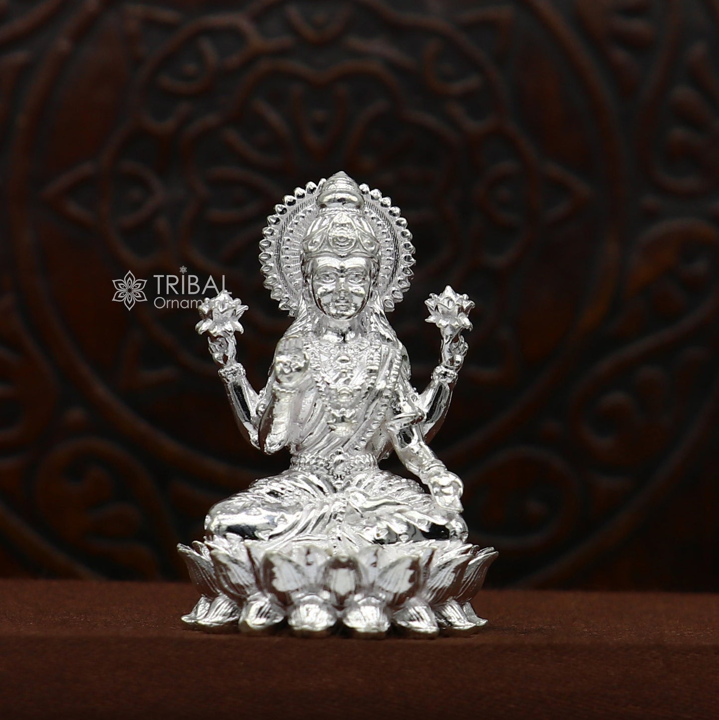 1.5" 925 Sterling silver Lakshmi and Ganesha statue, puja article figurine, Diwali puja brings joy, hope, and wealth to the owners art746 - TRIBAL ORNAMENTS