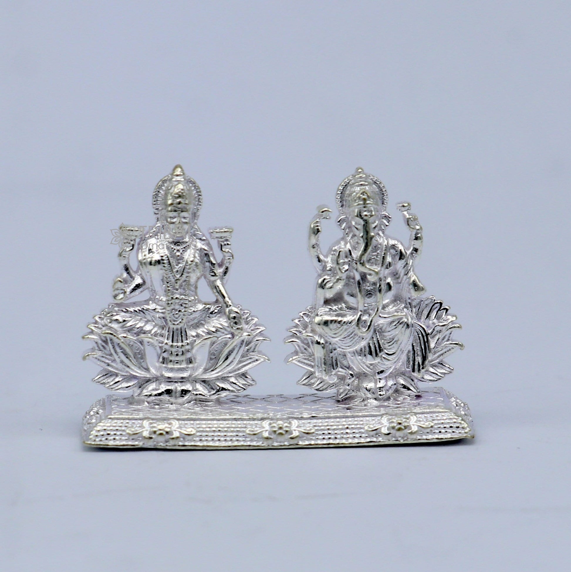 925 Sterling silver Lakshmi and Ganesha statue, puja article figurine, Diwali puja brings joy, hope, and wealth to the owners art748 - TRIBAL ORNAMENTS