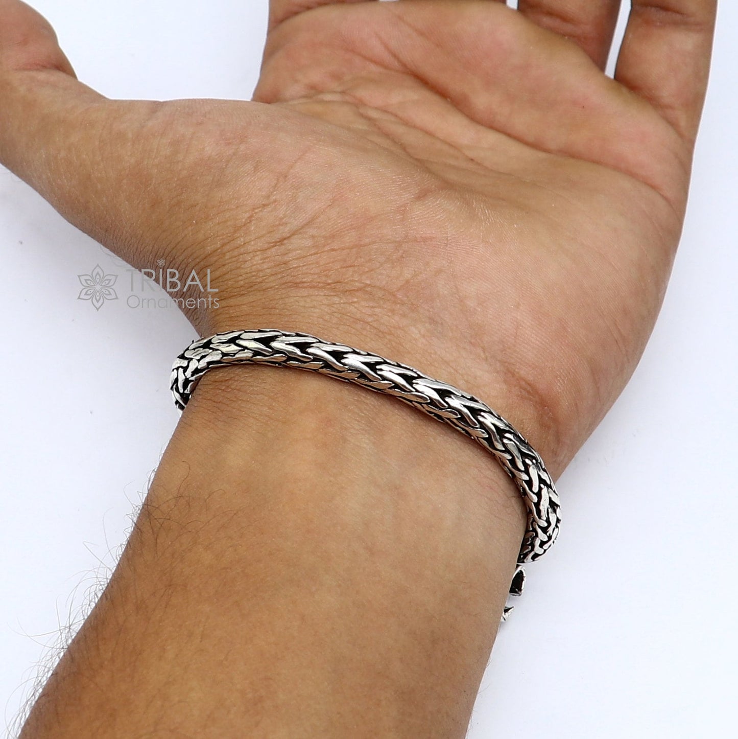 8" inches 925 sterling silver handmade stylish oxidized wheat chain bracelet customized design gorgeous personalized gifting jewelry sbr704 - TRIBAL ORNAMENTS