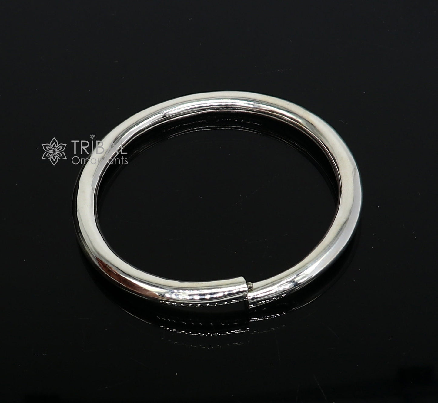 925 sterling silver plain shiny bright bangle bracelet kada, excellent handmade gifting stylish fancy bangle men's or girls nsk783 - TRIBAL ORNAMENTS