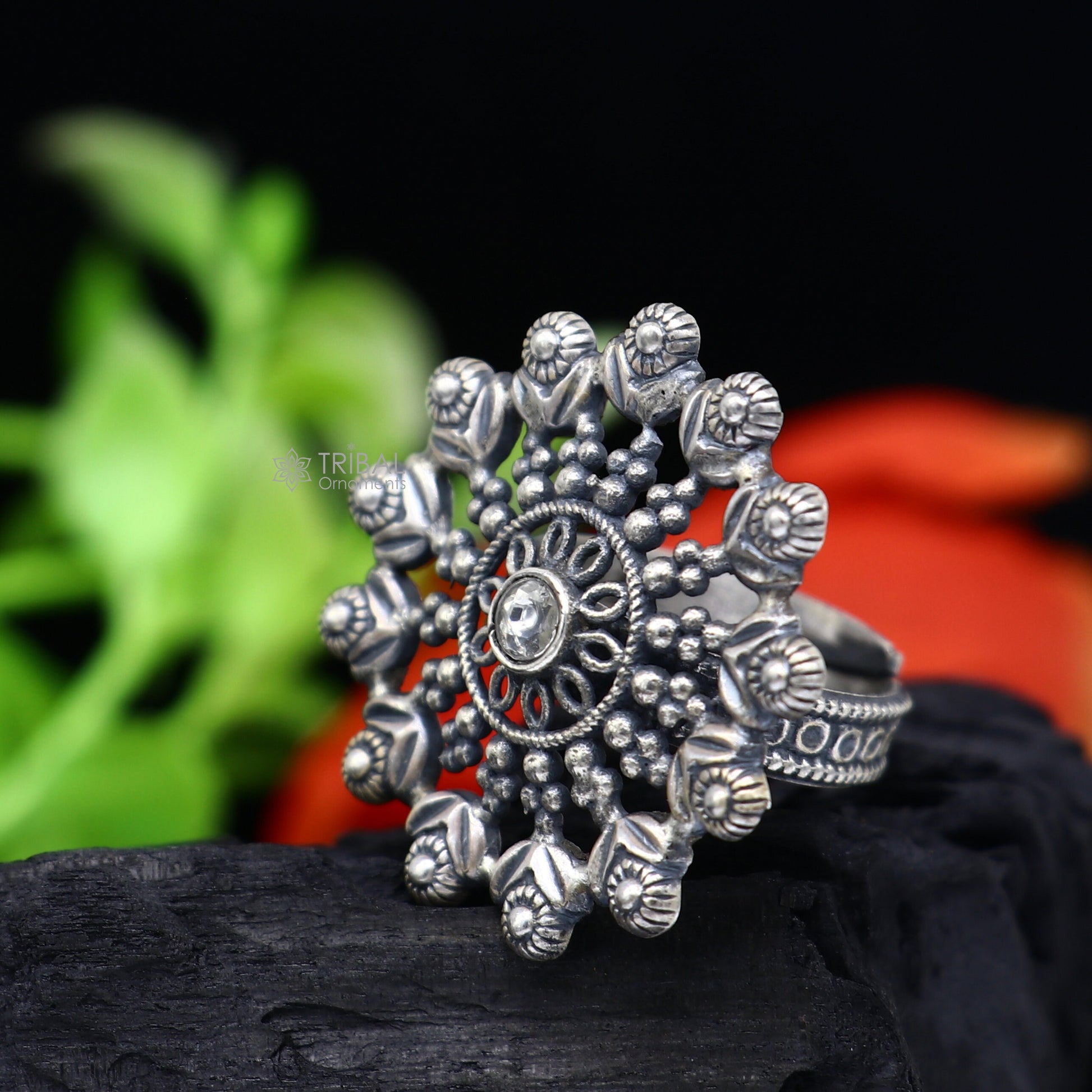 925 Sterling silver Indian Cultural handmade silver vintage unique design adjustable ring tribal ethnic belly dance jewelry sr402 - TRIBAL ORNAMENTS