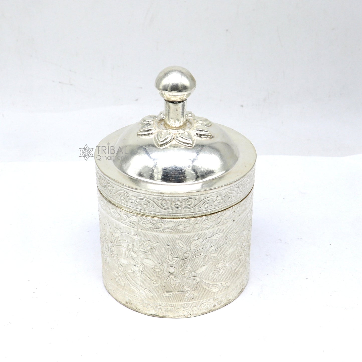 4" 925 solid silver utensils vintage style trinket box, container/casket box bridal floral work box, jewelry box silver utensils stb841 - TRIBAL ORNAMENTS