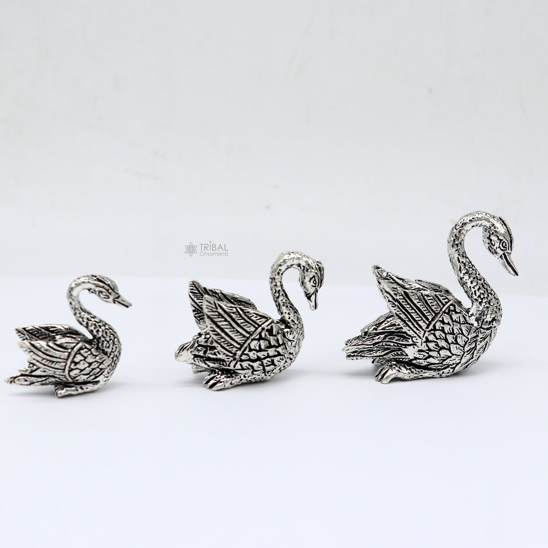 925 sterling silver handmade Silver swan figurine Swan silver miniature Beautiful silver miniature swan best diwali gift art754 - TRIBAL ORNAMENTS