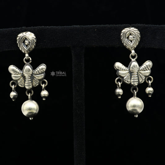 925 sterling silver handmade fabulous light weight Stud dangler earring, butterfly design excellent ethnic tribal functional Earrings s1246 - TRIBAL ORNAMENTS