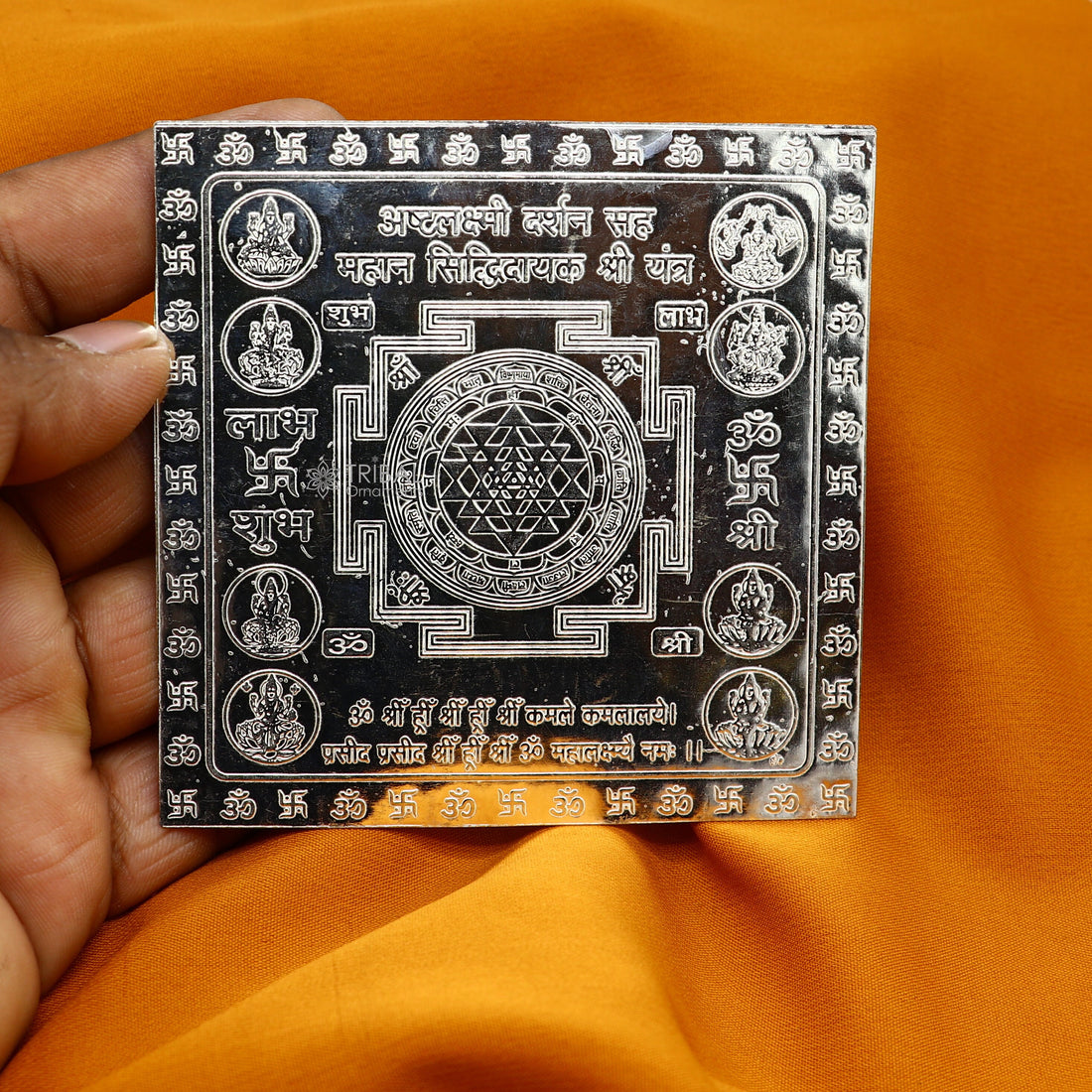 Handmade Shree Yantra Pendant Studded In 925 Sterling Silver With