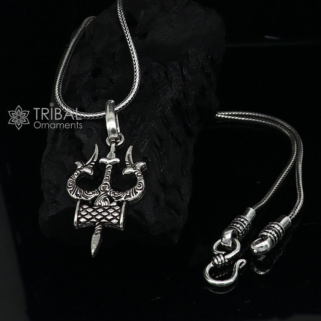 925 sterling silver handmade idol God Lord shiva trident pendant, amazing divine lord mahadeva trishul pendant unisex gifting jewelry NSP763 - TRIBAL ORNAMENTS