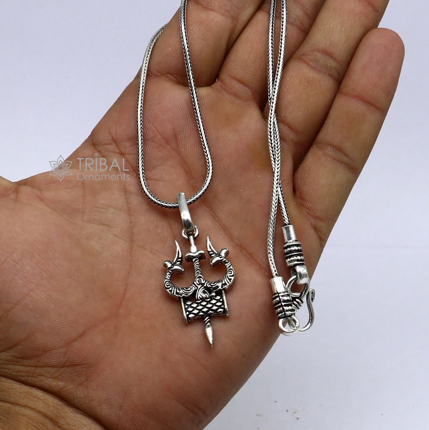 925 sterling silver handmade idol God Lord shiva trident pendant, amazing divine lord mahadeva trishul pendant unisex gifting jewelry NSP763 - TRIBAL ORNAMENTS