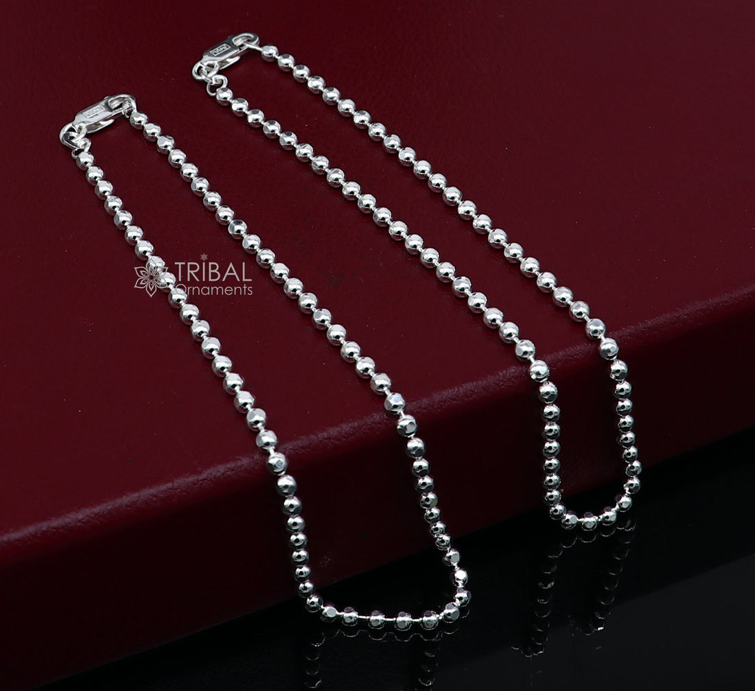 3mm 10.5 925 sterling silver beaded/ball chain anklet bracelet amazing light weight delicate anklets belly dance silver jewelry ank600 - TRIBAL ORNAMENTS