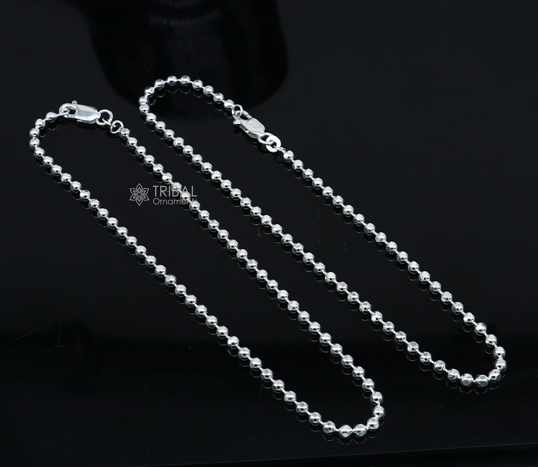 3mm 10.5 925 sterling silver beaded/ball chain anklet bracelet amazing light weight delicate anklets belly dance silver jewelry ank600 - TRIBAL ORNAMENTS