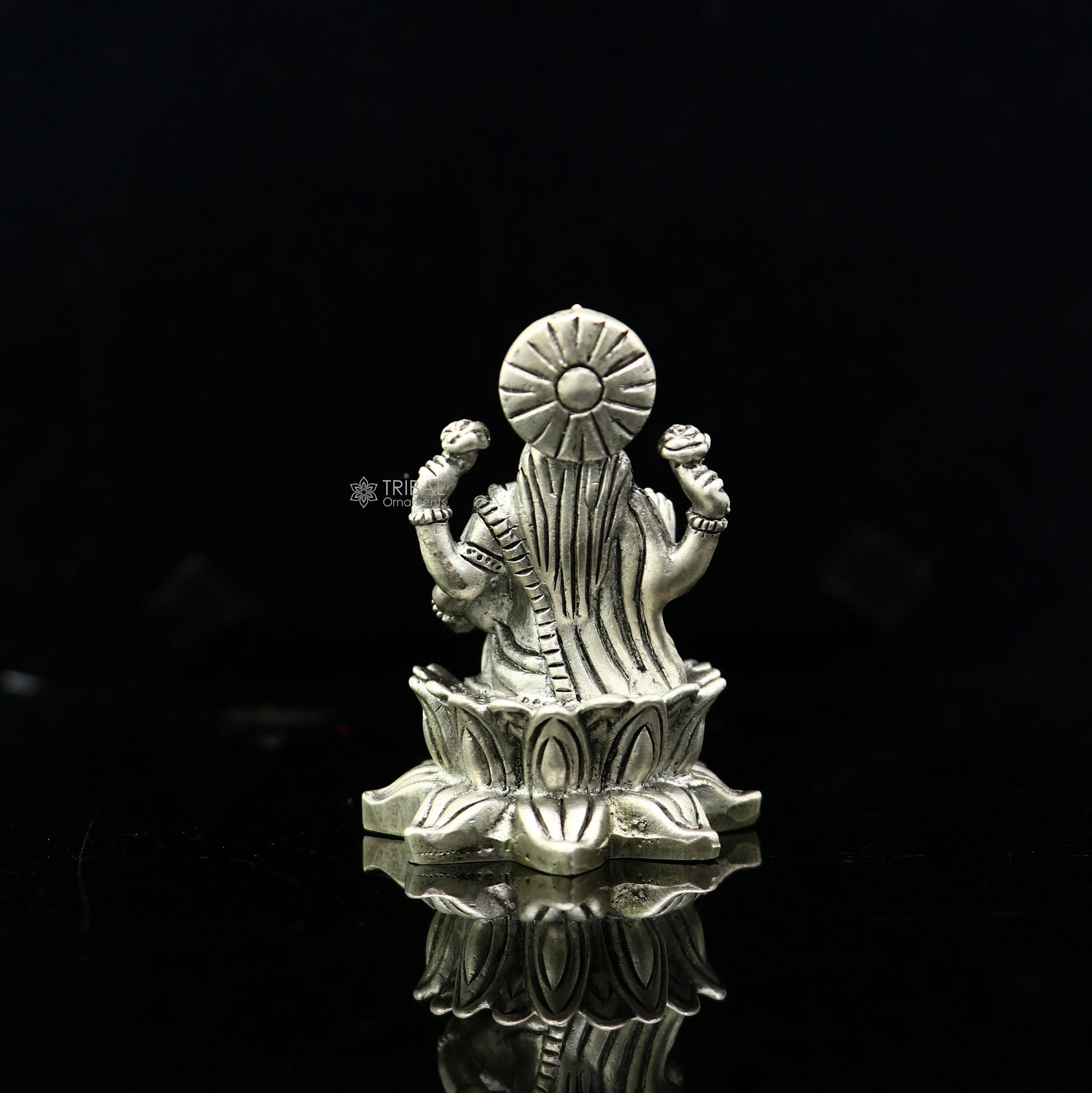 925 Silver Goddess Lakshmi Divine statue figurine for puja,best way for Diwali festival puja or worshipping for wealth and prosperity art751 - TRIBAL ORNAMENTS