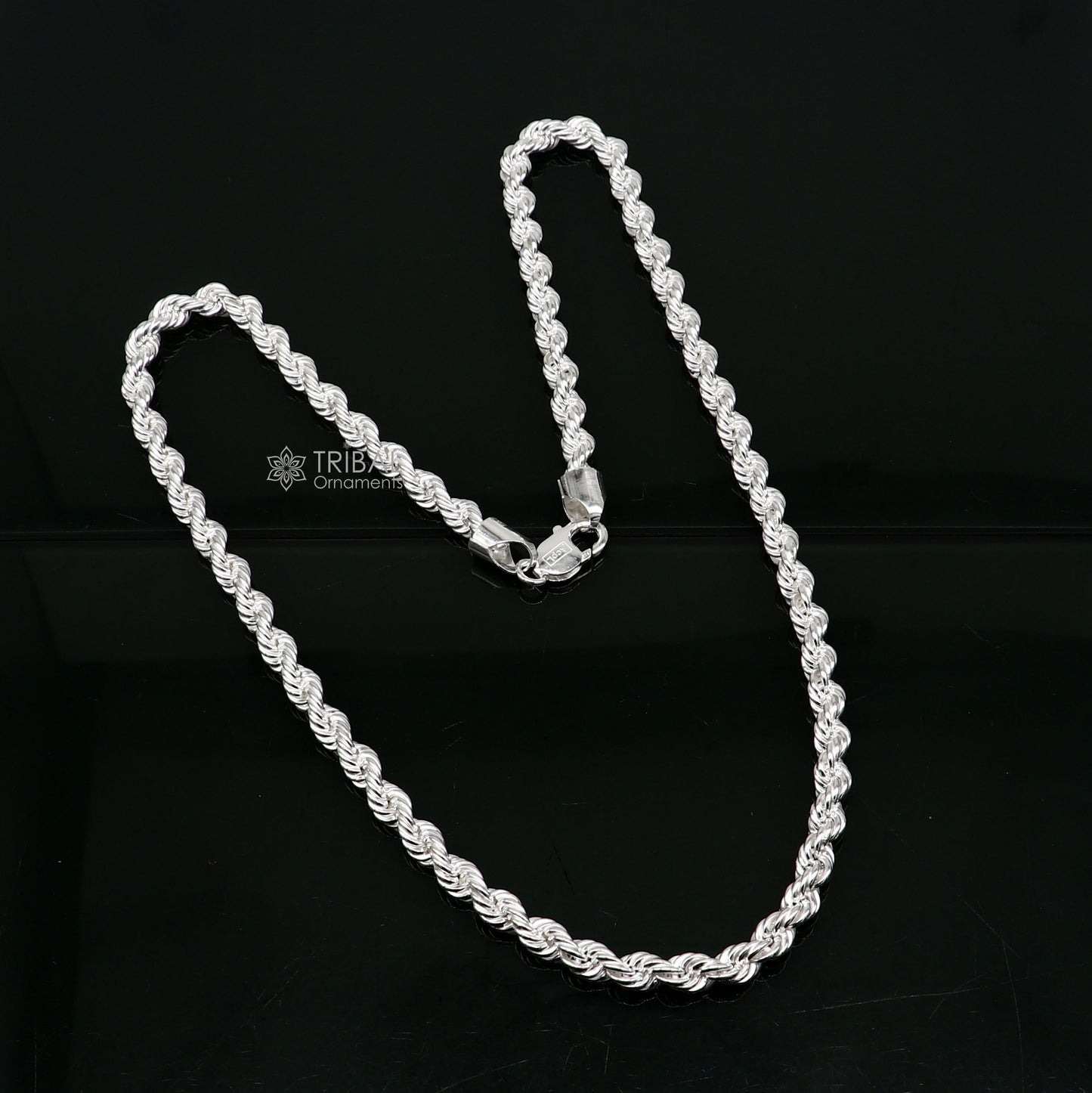 20"/24" Heavy Rope chain 925 sterling silver handmade single rope chain, necklace chain, plain bright silver trendy style men's chain ch569 - TRIBAL ORNAMENTS