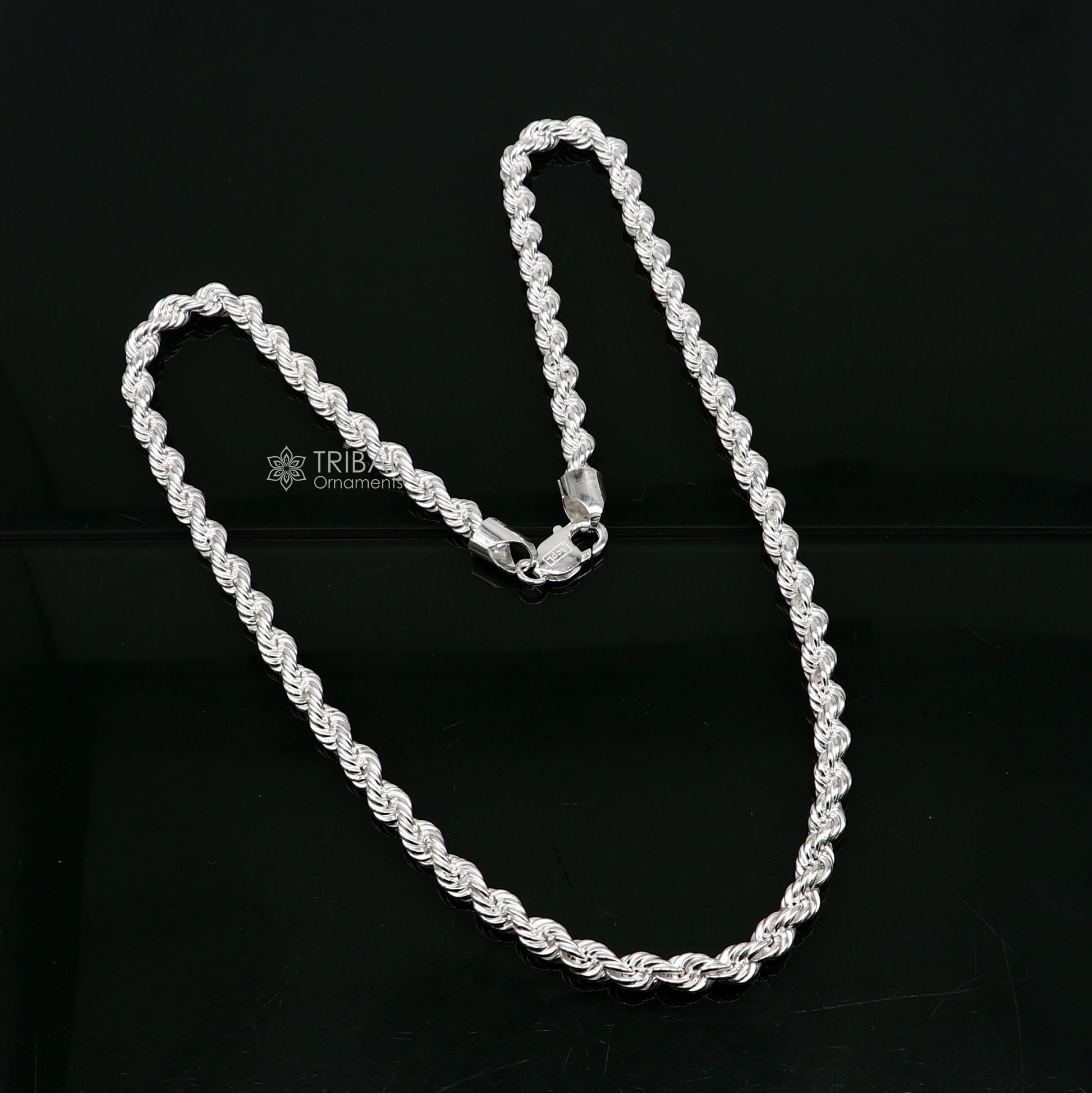 20"/24" Heavy Rope chain 925 sterling silver handmade single rope chain, necklace chain, plain bright silver trendy style men's chain ch569 - TRIBAL ORNAMENTS