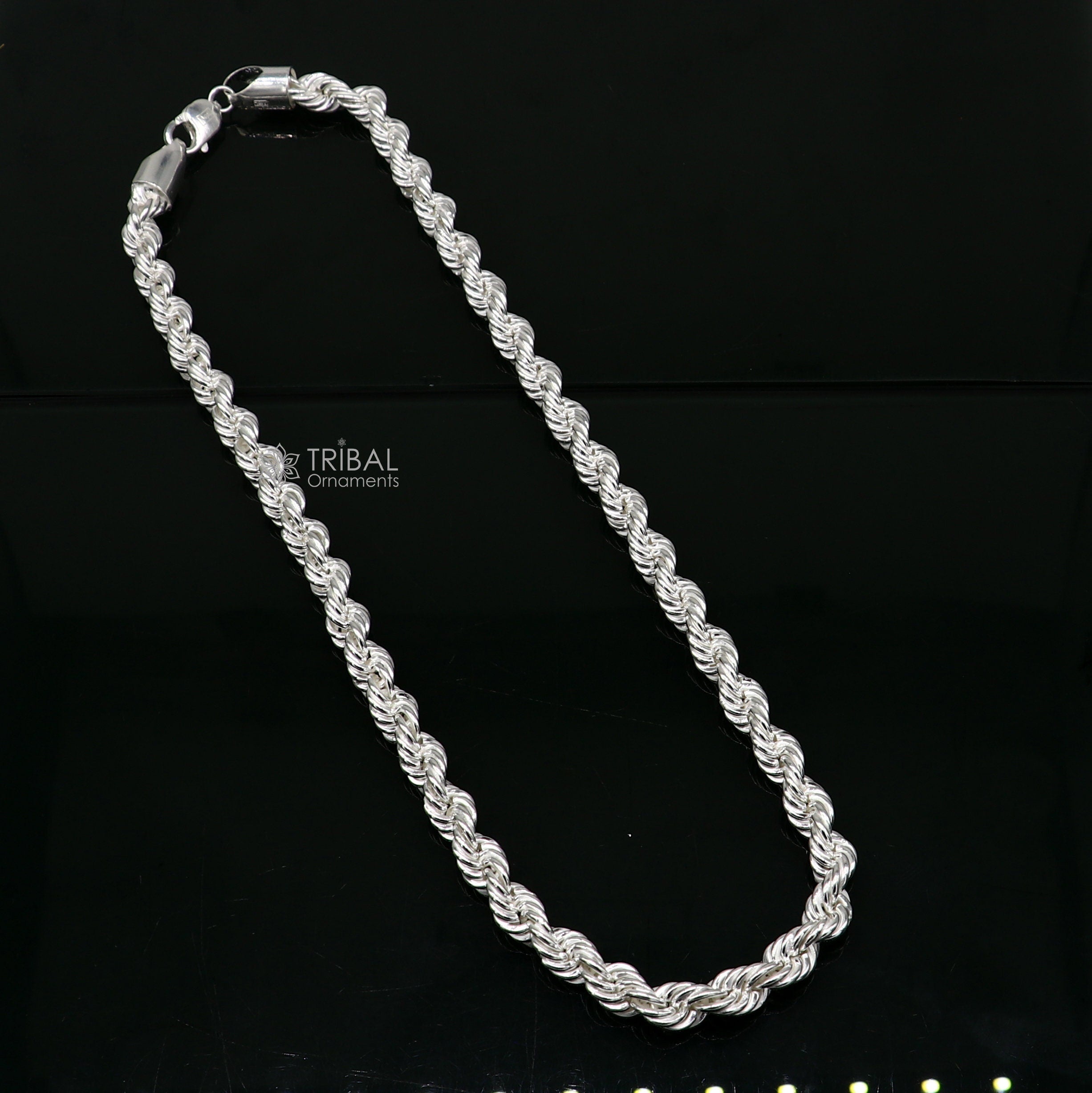 Mens thick silver hot sale rope chain