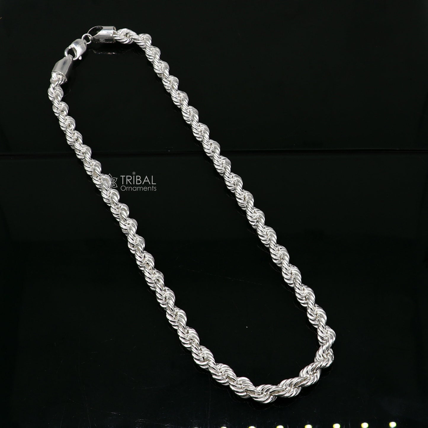 20"/24" Heavy 8mm Rope chain 925 sterling silver handmade rope chain, necklace chain, plain bright silver trendy style men's chain ch570 - TRIBAL ORNAMENTS