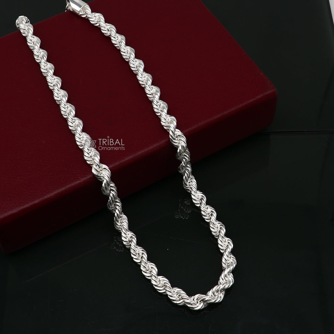 20"/24" Heavy 8mm Rope chain 925 sterling silver handmade rope chain, necklace chain, plain bright silver trendy style men's chain ch570 - TRIBAL ORNAMENTS