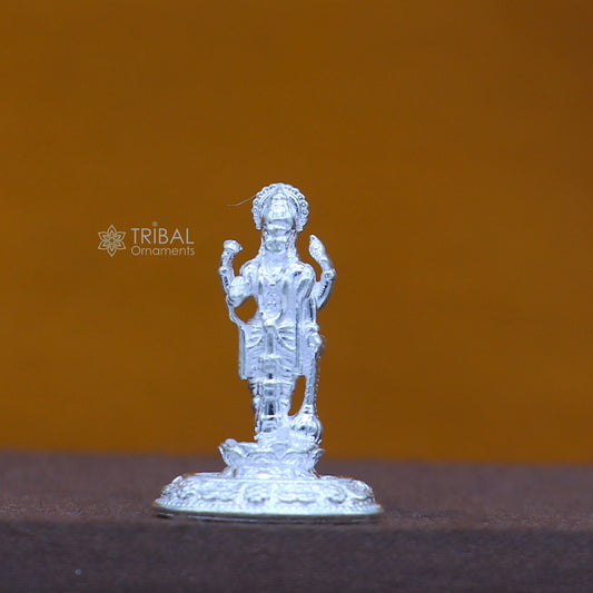 Divine sterling silver handmade Lord Vishnu Standing statue or Narayana figurine Murti , amazing Stunning puja worshipping  figurine art758 - TRIBAL ORNAMENTS