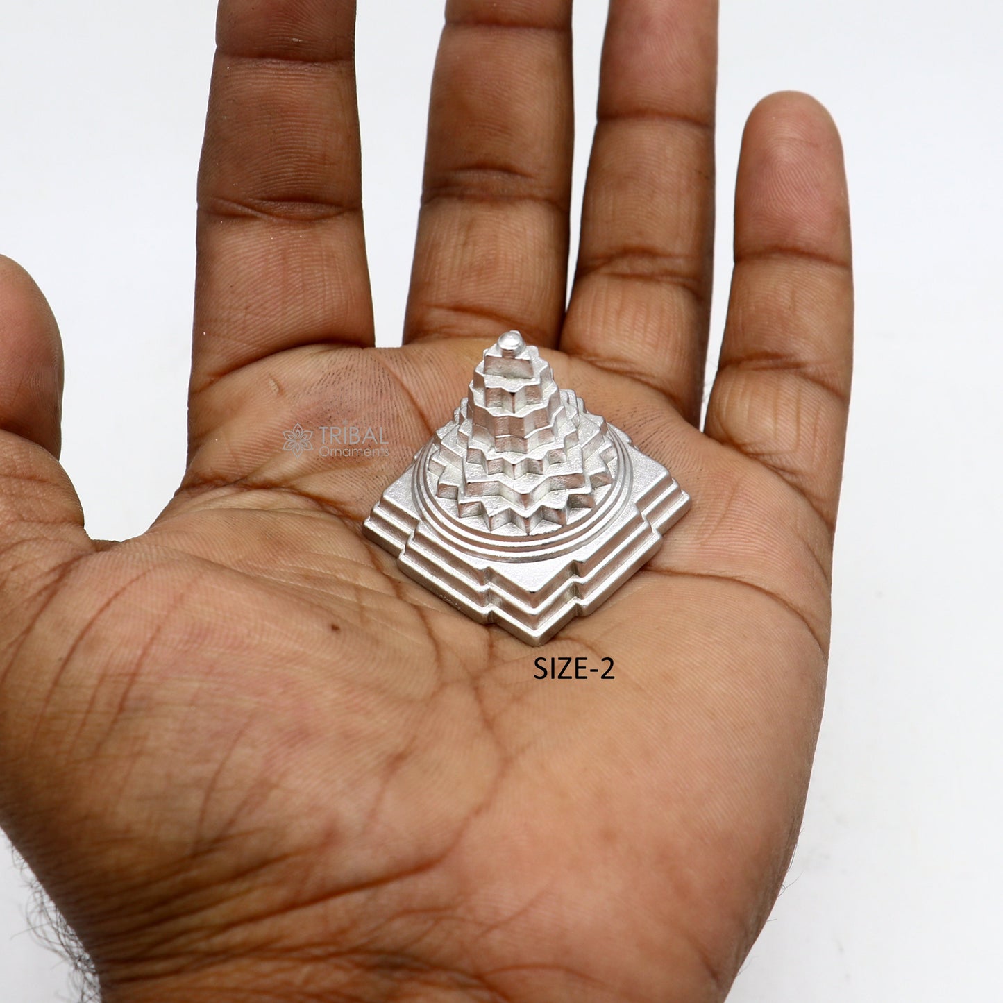 Divine Solid mercury 3d pyramid of shree yantra, Parad Mahalakshmi Yantram figurine for puja at home best way for wealth and prosperity MA25 - TRIBAL ORNAMENTS