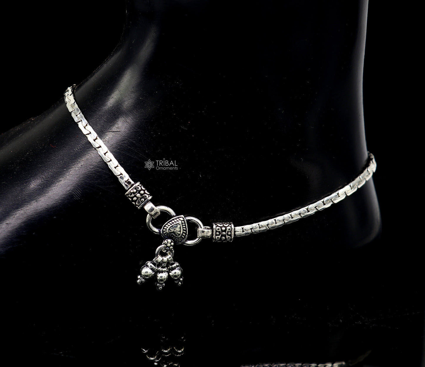 Handmade fabulous unique chain 925 sterling silver ankle bracelet, silver anklets, foot bracelet amazing belly dance jewelry gift her ank603 - TRIBAL ORNAMENTS