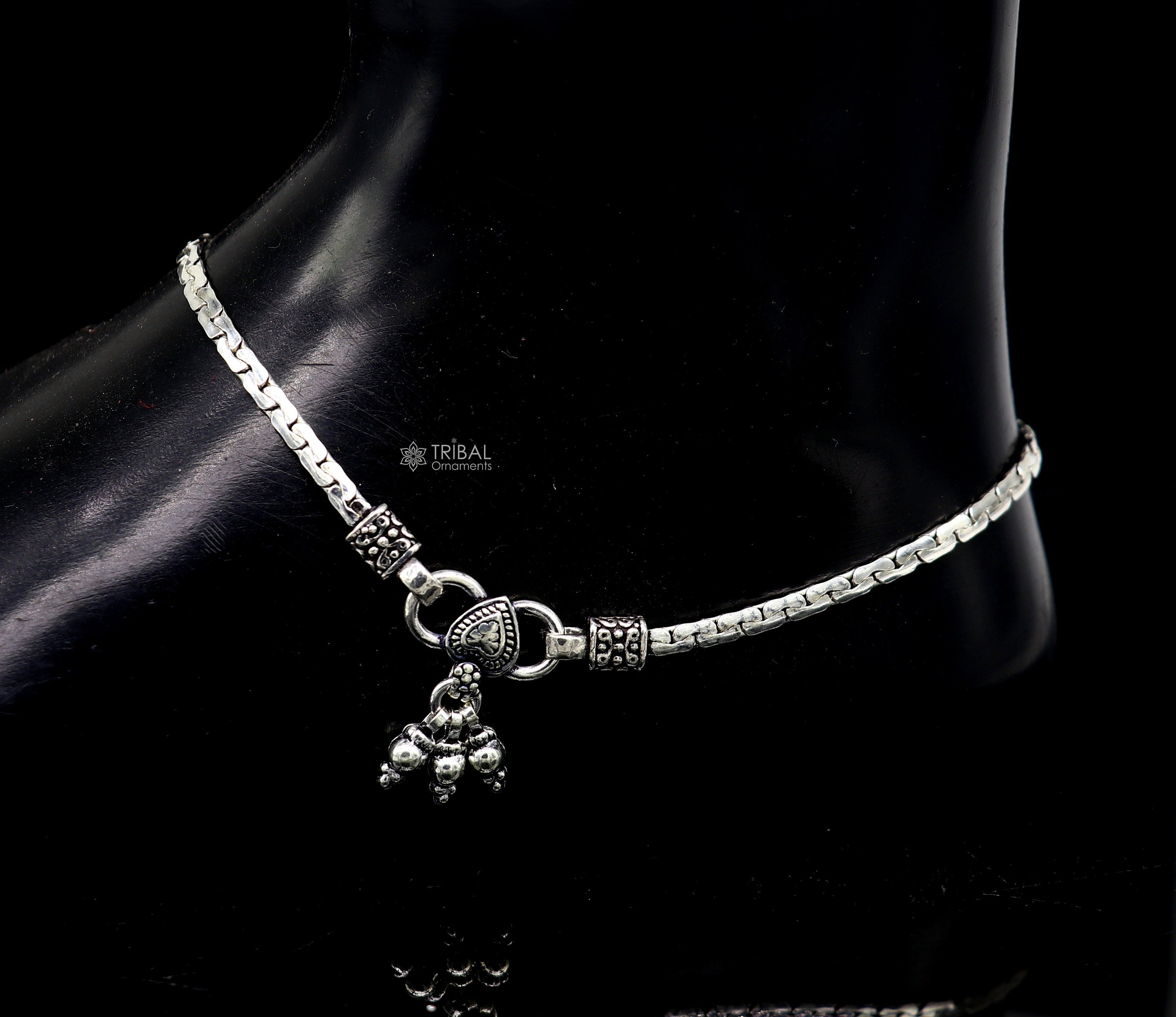 Handmade fabulous unique chain 925 sterling silver ankle bracelet