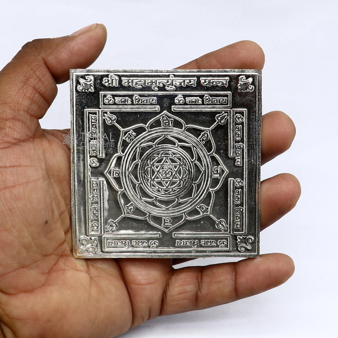 925 sterling silver handmade lord shiva MahaMrityunjaya Yantraa, silver holy divine yantra for wealth and prosperity best diwali puja su1202 - TRIBAL ORNAMENTS