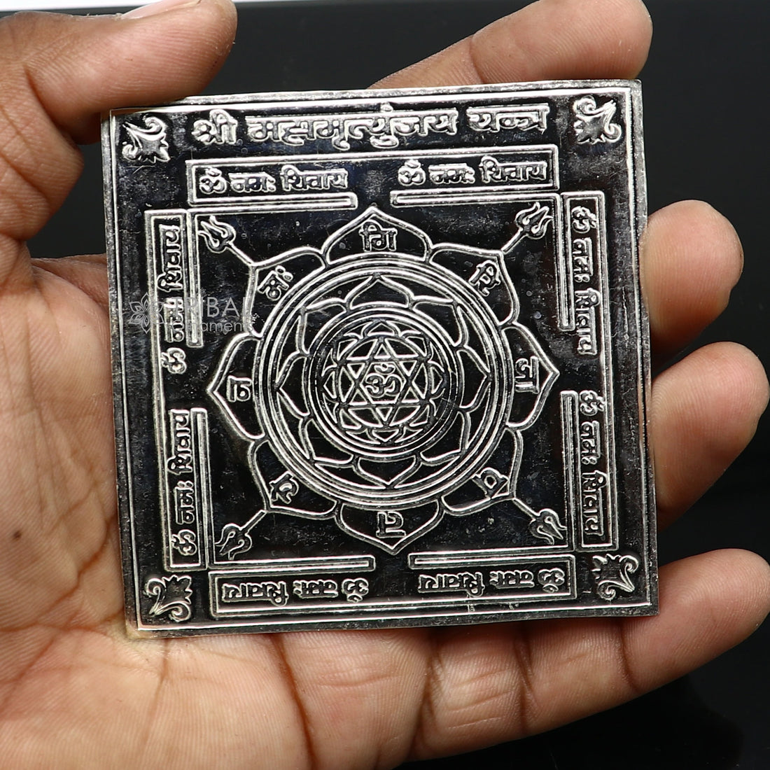 925 sterling silver handmade lord shiva MahaMrityunjaya Yantraa, silver holy divine yantra for wealth and prosperity best diwali puja su1202 - TRIBAL ORNAMENTS