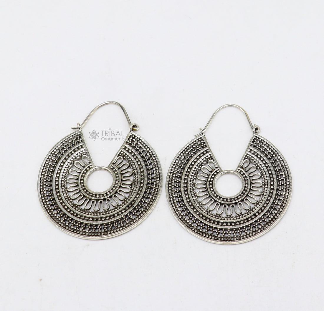 92.5 sterling silver gorgeous Exclusive design hoops hanging earrings fabulous silver ethnic tribal  functional earrings jewellery s1261 - TRIBAL ORNAMENTS