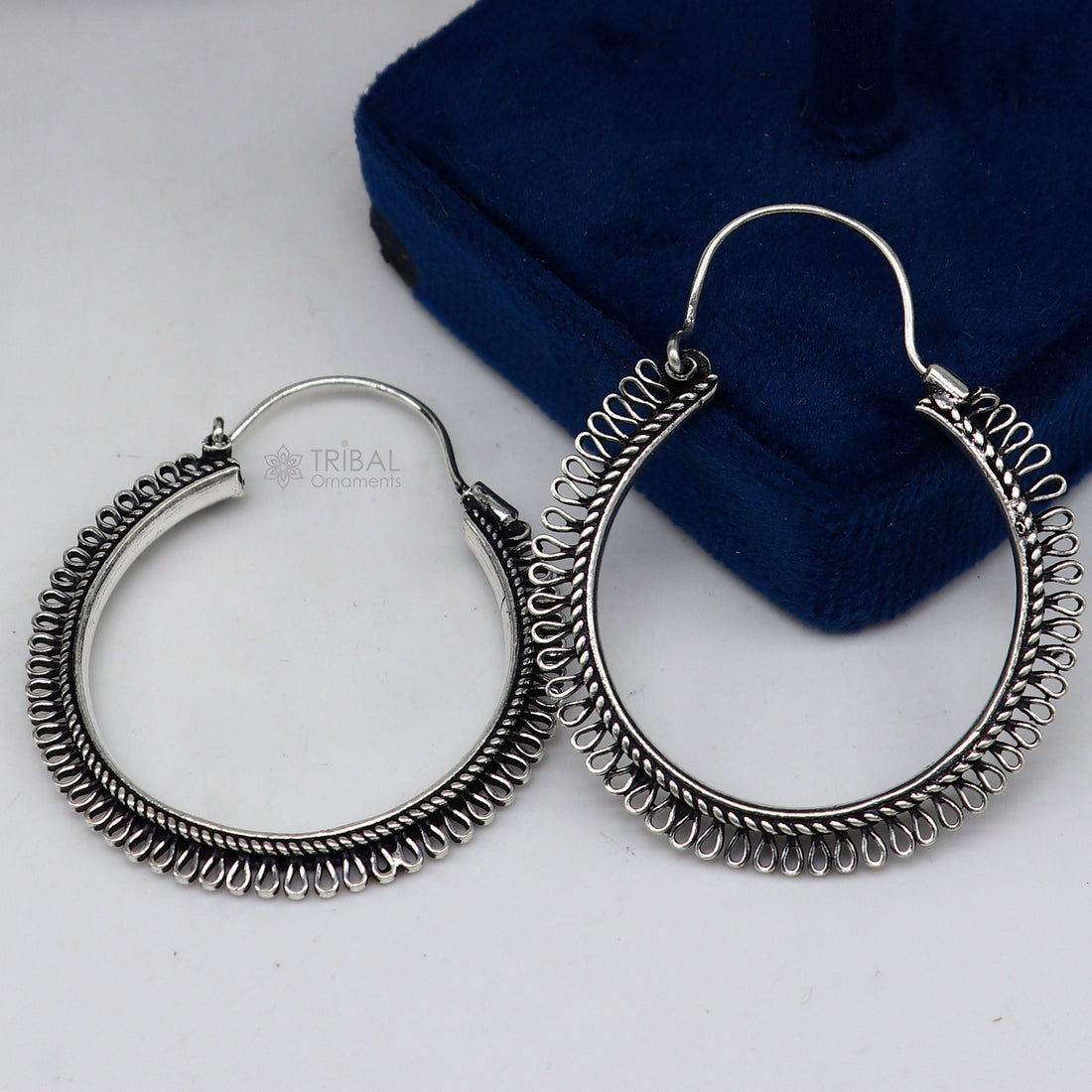 92.5 sterling silver gorgeous Exclusive design hoops hanging earrings fabulous silver ethnic tribal  functional earrings jewellery s1262 - TRIBAL ORNAMENTS